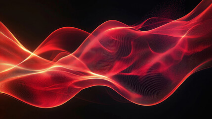 Obraz premium Bold abstract red waves flowing across a black background, with smooth curves and vivid contrast evoking energy and motion
