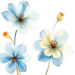 blue flowers on a white background