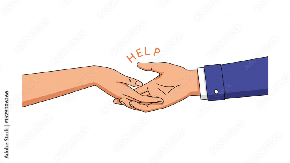 Poster reaching out for help hands graphic design element perfect for support and assistance branding proje