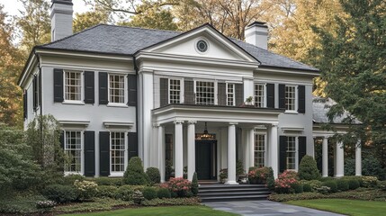Classic Colonial Home with White Columns 