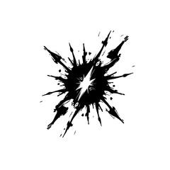 Abstract Black Ink Splash with a Central White Starburst Design Element