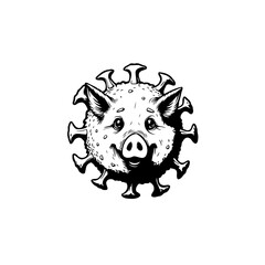 A whimsical fusion of biology and barnyard: Pig-faced virus character illustration