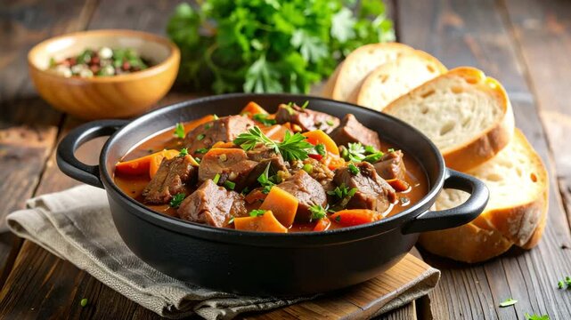 Beef stew with breads.
