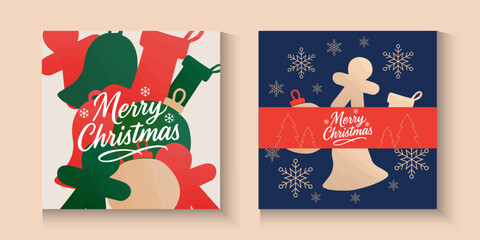 set of Merry Christmas and Happy New Year 2026 greeting card, poster, banner, holiday cover. Xmas template in watercolor style with 2026 design in gold green blue and red colors for ads and promo web