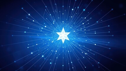 star at the center, surrounded by a network of interconnected lines and nodes