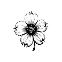 Elegant Monochrome Flower Illustration: A Delicate Botanical Artwork for Creative Projects