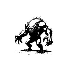 Illustrative menacing monster silhouette showcases raw power and terrifying features