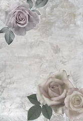 Vintage roses and cement texture. Retro background © Vidal
