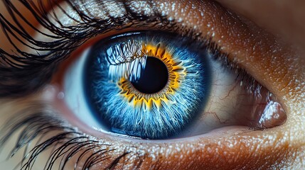 Close-Up Blue Eye with High-Detail Iris and Pupil â€“ Hyper-Realistic Human Vision Illustration 