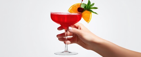 The refreshing cocktail garnished with orange and mint for summer enjoyment.
