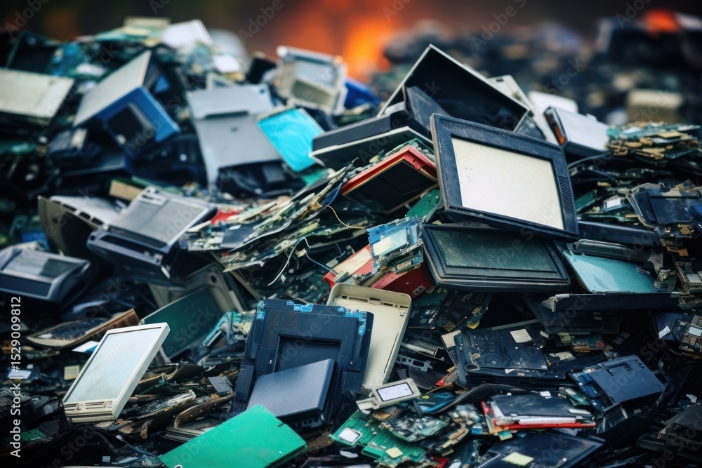 Canvas Prints e-waste heap backgrounds electronics garbage.