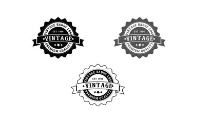 Fototapeta premium Vintage Logo, Badge Logo, Retro Logo, Premium Quality, Vintage Badge Design, Classic Logo, Seal Logo, Monochrome Logo, Black and White Logo, Old Style Logo, Heritage Logo, Retro Label Design