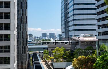 東京浜松町のペデストリアンデッキからの風景