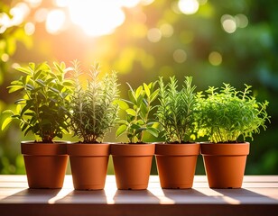 Herb garden plants in pots gardening fresh herbs