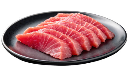 Fresh Tuna Slices on Dark Plate, AI generated