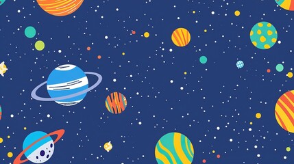 Naklejka premium Celestial Whimsy: Enchanting Star Cartoon Backgrounds – Glowing Shooting Stars, Floating Rainbow Constellations, Sparkling Lunar Characters, and Playful Galaxy Scapes in Vibrant, Simplified Illustrati