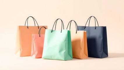 Pastel Shopping Bags A Minimalist Illustration of Retail and Consumerism