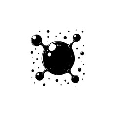 Minimalist Black and White Illustration of a Molecule or Abstract Shape