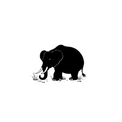 Elegant Silhouette of an Elephant Grazing: A Striking Wildlife Illustration
