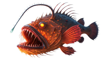 Spooky Anglerfish with Glowing Lure, AI generated