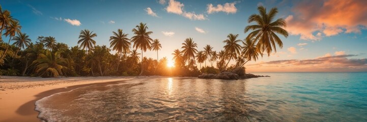 Tropical Sunset Beach Paradise Panorama