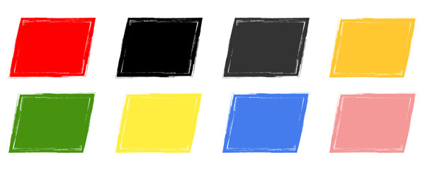 Set grunge brush banners, circle isolated splash texture print