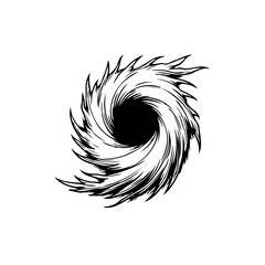 Abstract swirling vortex illustration with dynamic lines and dark center