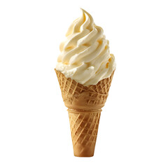 Sweet Swirl: A close-up shot of a vanilla ice cream cone, its creamy swirls perfectly captured, promising a delightful taste of sweetness and pure enjoyment.