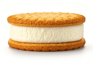 Delicious Vanilla Ice Cream Sandwich with Crispy Golden Cookies