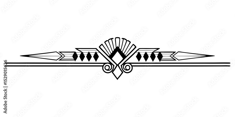 Poster isolated vector image of decorative divider with geometric design, isolated vector image on transpar