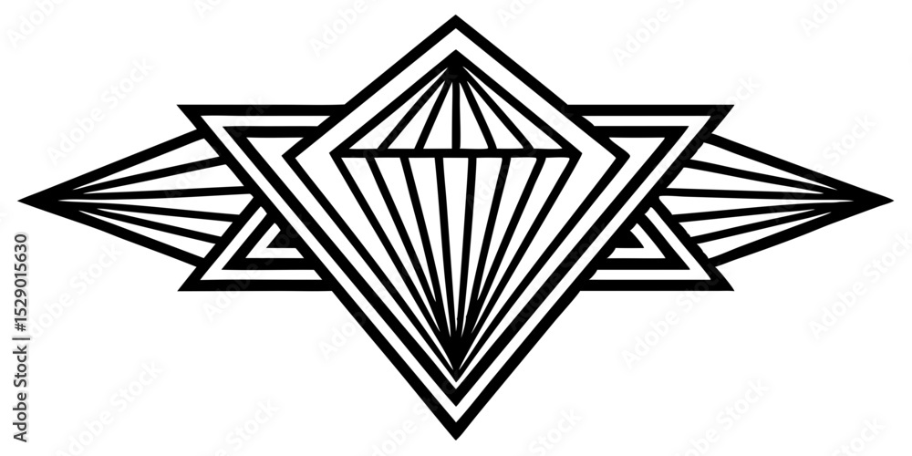 Aufkleber geometric art deco divider with symmetrical lines, isolated vector image on transparent background