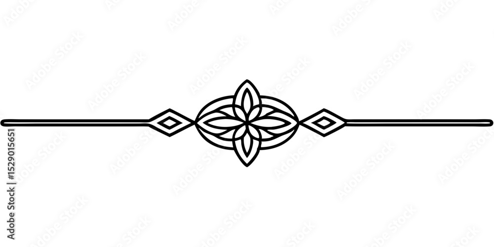 Poster decorative divider with intricate patterns on a transparent background, isolated vector image