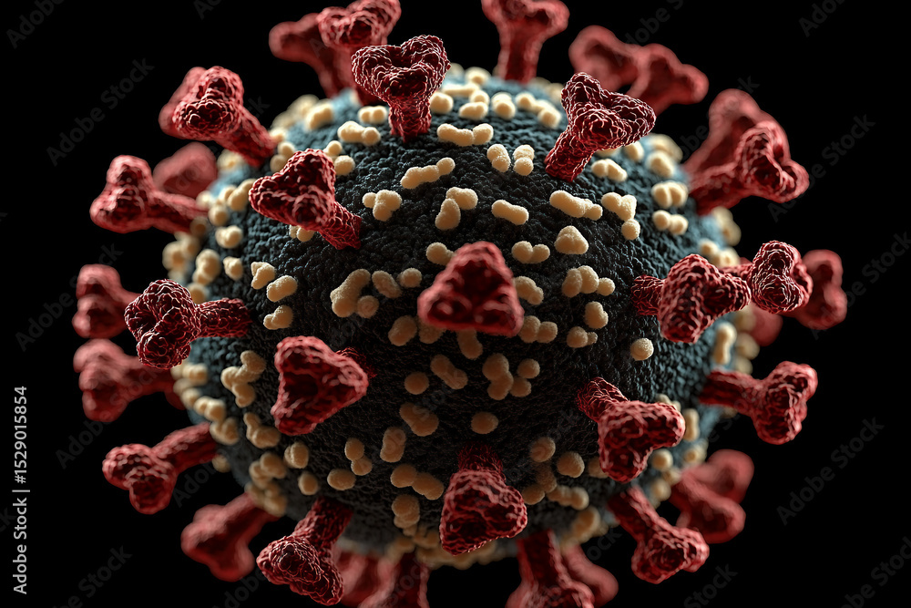 Poster generative ai illustration of microscopic bacterial forms showcasing vivid molecular structures and 