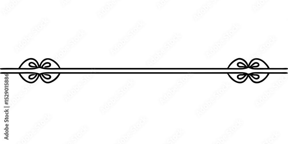 Poster decorative divider element in black line art , isolated vector image on transparent background