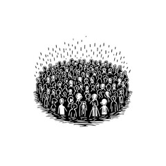 Naklejka premium Abstract Crowd Illustration: Diverse Group of People Gathered Together in Unity