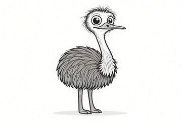 Fototapeta premium Adorable Cartoon Emu Illustration Grey Scaled Bird Character Design Wildlife Art