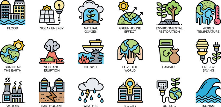 Infographic Environmental Issues and Sustainable Solutions – A Visual Guide to Climate Change, Pollution, and Renewable Energy