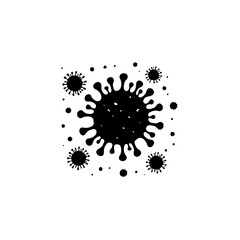 Black and White Illustration of Coronavirus Disease 2019, Vector Design Symbol