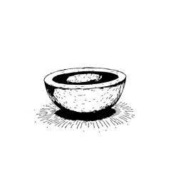 Minimalist Hand-Drawn Sketch of a Bowl with Liquid and Decorative Shading © Rahma