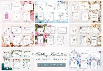 Elegant Indian Wedding Invitation Cards Collections, Multiple Invitations, Ready to Print and Editable Adobe Illustrator File. 