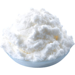 Bowl of Fluffy White Cream: A heap of fresh, luscious white cream, temptingly piled high in a delicate bowl.