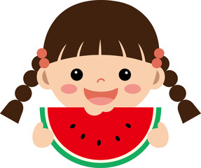 수박을 먹는 여자아이