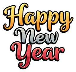 "Happy New Year" Colorful Typography with Confetti