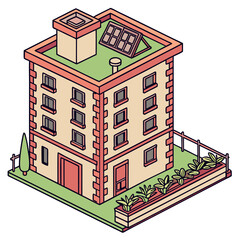 Retro Tech Aesthetic Pixel-Art Vector of Sustainable Gardens  