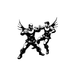 Dynamic Duo: Winged Fighters Clash in an Intense Battle Scene Illustration