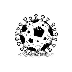 Conceptual image portraying a virus resembling a soccer ball for health awareness