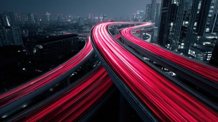 Autonomous Car Highway from Above with Light Trails