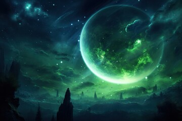 Night galactic sky planet astronomy universe.