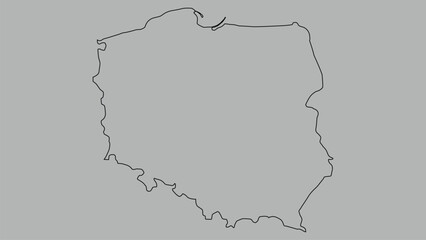 Outline Map of Poland Simple Line Art Illustration