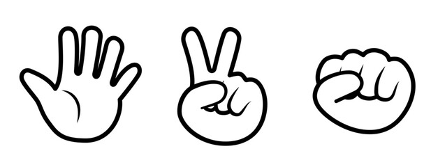 じゃんけんのアイコンセット／ラインアート／Rock-paper-scissors icon set / line art 